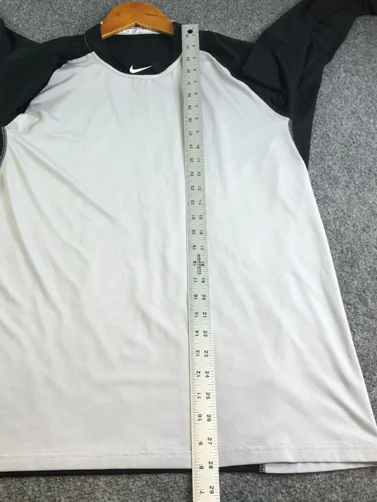 Nike Pro Shirt Mens Large White Black Baseball MLB Compression Fitted Raglan - Picture 3 of 9